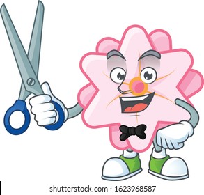 Cool friendly barber chinese pink flower cartoon character style
