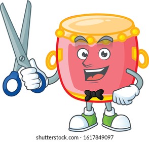 Cool friendly barber chinese red drum cartoon character style