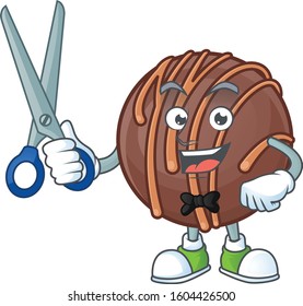 Cool friendly barber chocolate praline ball cartoon character style
