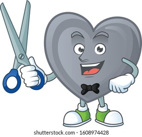 Cool friendly barber grey love cartoon character style