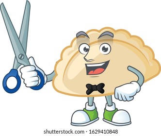 Cool friendly barber pierogi cartoon character style
