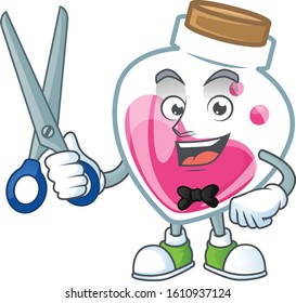 Cool friendly barber pink potion cartoon character style
