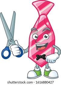 Cool friendly barber pink stripes tie cartoon character style