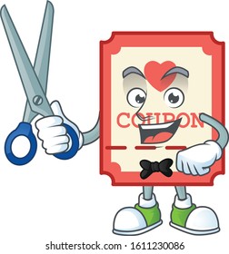 Cool friendly barber red love coupon cartoon character style