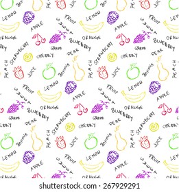 Cool fruit pattern, doodles, graffiti, vector, illustration, freehand