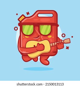 cool fuel jerrycan character mascot playing guitar isolated cartoon in flat style design