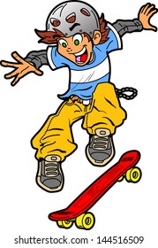 Cool Fun Skateboarder Doing an Extreme Trick