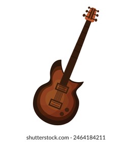 Cool and funky cartoon electric guitar illustration in modern flat style with a white background, perfect for music and entertainment themed designs