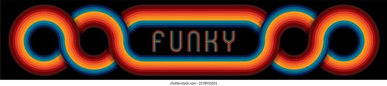 Cool funky panoramic banner with never ending lines. Vector illustration.
