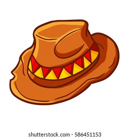 Cool and funny brown cowboy hat with triangle ornaments - vector