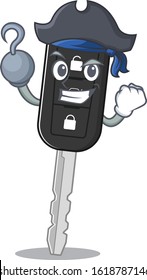 cool and funny car key cartoon style wearing hat