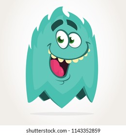Cool funny cartoon monster. Vector Halloween blue monster. Design for stickers, party decoration or children book