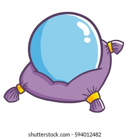 Cool and funny crystal ball on the pillow - vector.
