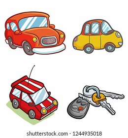 Cool and funny cute car set - vector.
