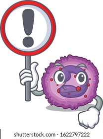 cool and funny eosinophil cell raised up a Sign
