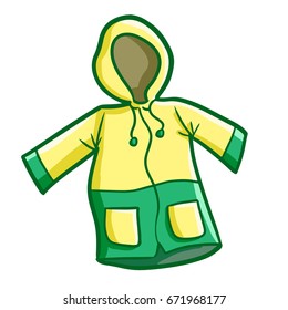Cool and funny fashionable yellow green raincoat - vector.