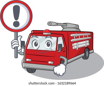cool and funny fire truck raised up a Sign