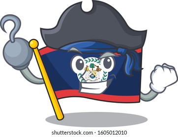cool and funny flag belize cartoon style wearing hat