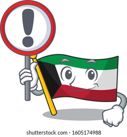 cool and funny flag kuwait raised up a Sign