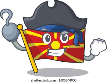 cool and funny flag macedonia cartoon style wearing hat