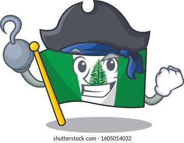 cool and funny flag norfolk island cartoon style wearing hat