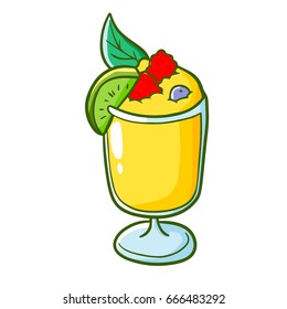 Cool and funny Kiwi fruit punch to get fresh - vector.