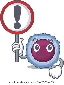cool and funny lymphocyte cell raised up a Sign