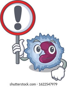 cool and funny monocyte cell raised up a Sign