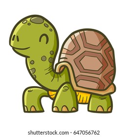 Cool and funny old turtle walking happily - vector.