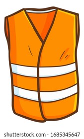 Cool And Funny Orange Vest In Cartoon Style