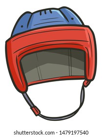 Cool and funny red blue hockey helmet