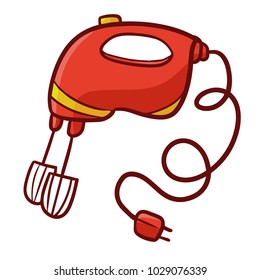 Cool and funny red hand mixer for making a cake or pastry - vector.