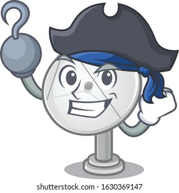 cool and funny satellite dish cartoon style wearing hat