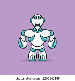 cool futuristic and modern mecha humanoid robot mascot design icon
