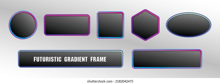 cool futuristic style gradient color frame with black signboard graphic vector set for adding text