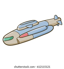 Cool futuristic submarine in cartoon style - vector.