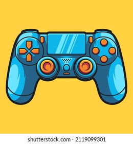 Cool Game Controller Vector Illustration on Yellow Background