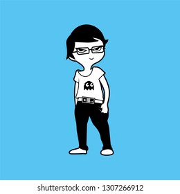 Cool geek boy character