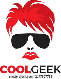 Cool Geek Glasses Head Logo