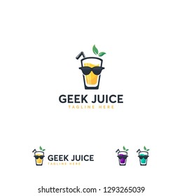 Cool Geek Juice logo designs concept vector, Relax Juice Drink logo symbol template