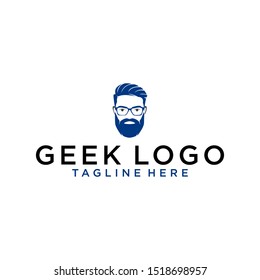 Cool Geek Logo designs vector, Stylist Geek Boy logo symbol, Logo symbol icon template
