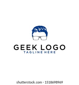 Cool Geek Logo designs vector, Stylist Geek Boy logo symbol, Logo symbol icon template
