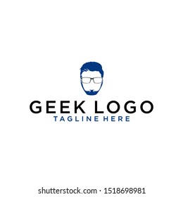 Cool Geek Logo designs vector, Stylist Geek Boy logo symbol, Logo symbol icon template

