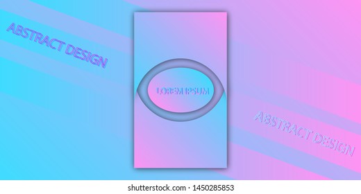 Cool geometric background with 3D elements. Colorful pink and blue gradient template for banners and placards