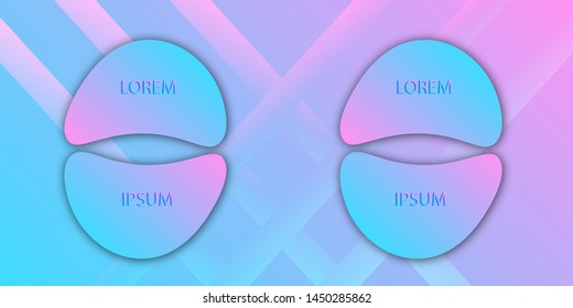 Cool geometric background with 3D elements. Colorful pink and blue gradient template for banners and placards