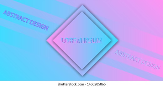 Cool geometric background with 3D elements. Colorful pink and blue gradient template for banners and placards