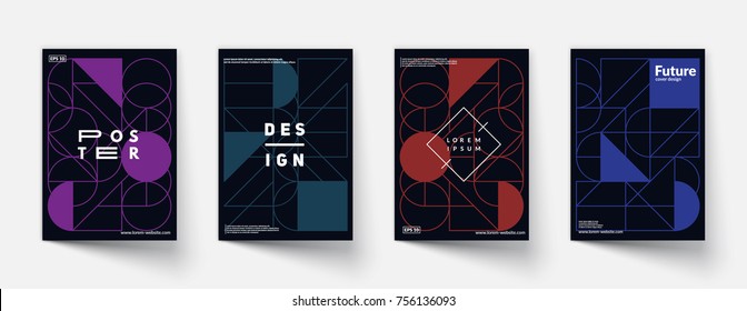 Cool geometric covers design. Simple shapes composition. Futuristic patterns. Eps10 vector.