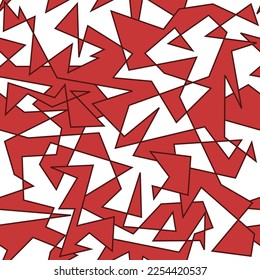Cool geometrischer Modedruck. Modedesign. Moderne geometrische chaotische Linien, Vektorstruktur. Rot-weißes Modedesign.