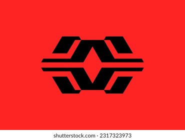 letra M del logotipo geométrico fresco para juego en sistema metaverso