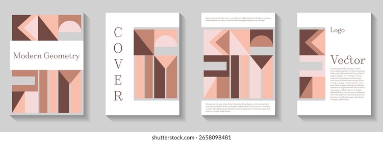 Cool geometric pattern background covers set. Abstract shapes composition minimalist templates. Black Friday promotion banners. Premium mockups. Company identity brochures.